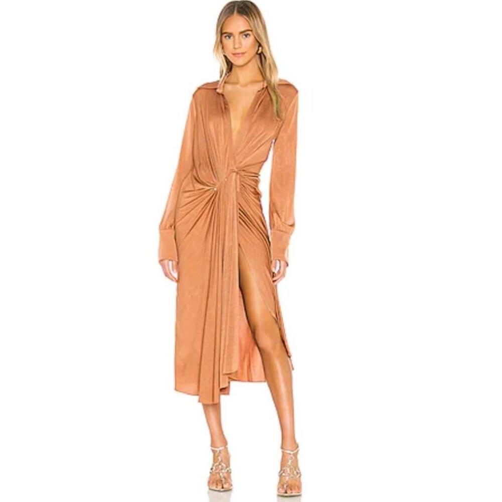 Dodo Bar Or, Pas Por Toi Lorenne Dress in Moka 42/US 6 Ruched Waist NEW #CB2